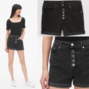 Gap High Waist Mom Jean Denim Shorts Black